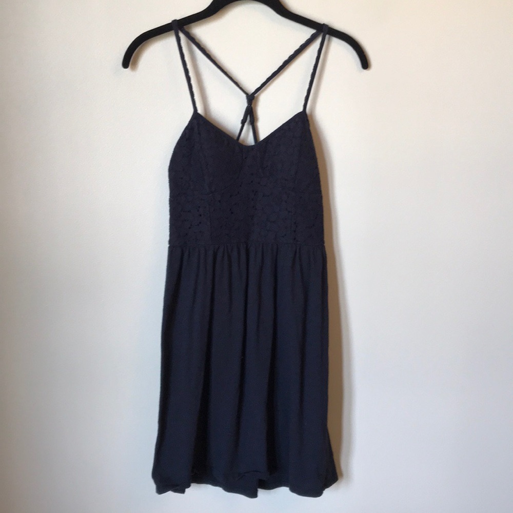 AE Navy Lace Bustier Mini Dress